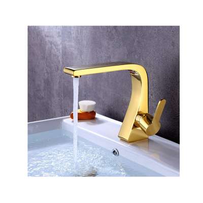 Luxury designer new design high quality bend shape golden black fancy bathroom sink faucet