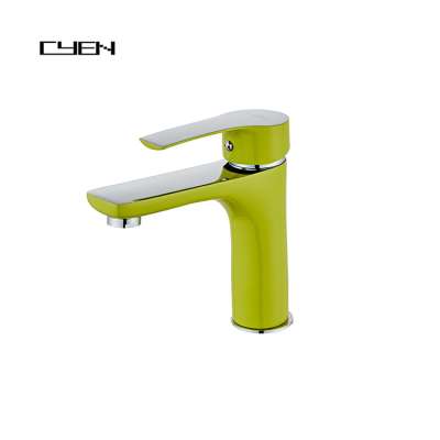 China Manufacture Hot and Cold Wash Basin Different Color Available Single Handle Single Hole Brass Body Basin Sink Faucet