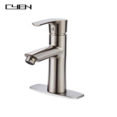 CYEN Brass Body Single Hole Single Handle Golden Brush Nickel Basin Faucet for Bathroom